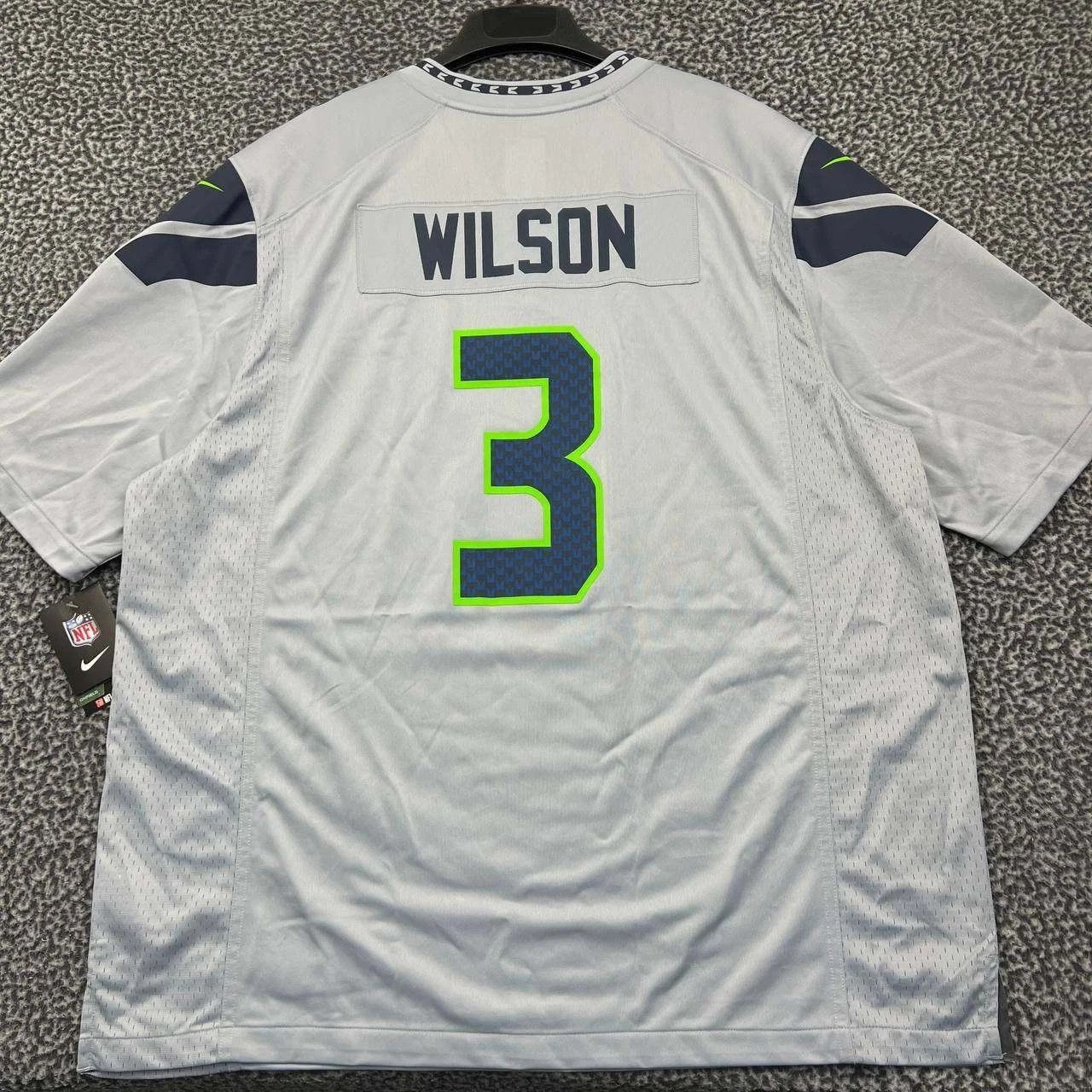 Nike Nike Jersey Men Gray Seattle Seahawks Wilson #3 NFL New 2XL Size US XXL / EU 58 / 5 - 2 Thumbnail