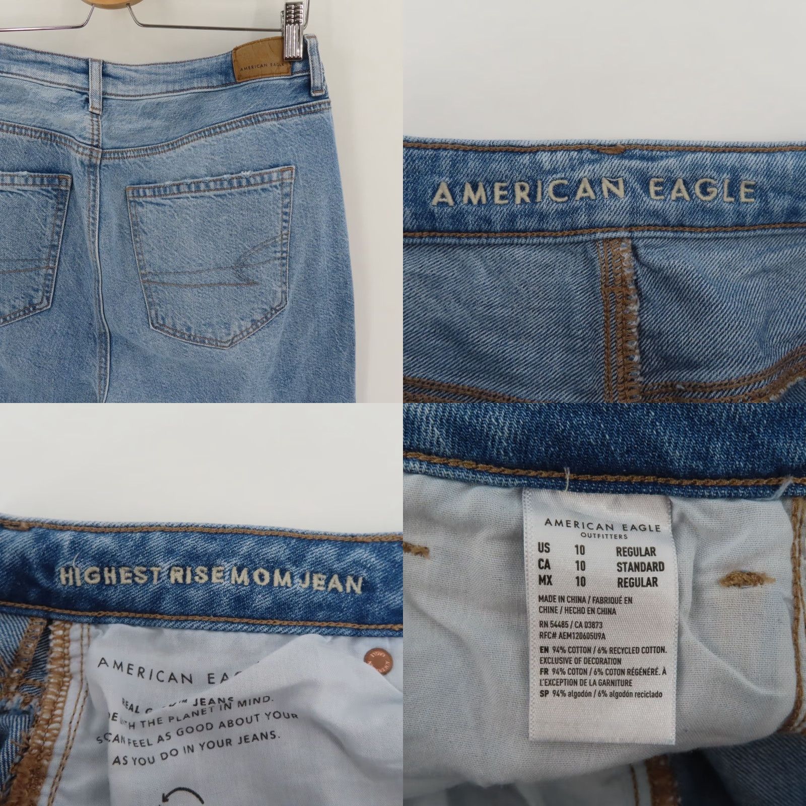 American Eagle Outfitters VINTAGE American Eagle Outfitters Women Jeans Mom High Rise Distressed 90s Blue 10 Women Size 32" / US 10 / IT 46 - 8 Thumbnail