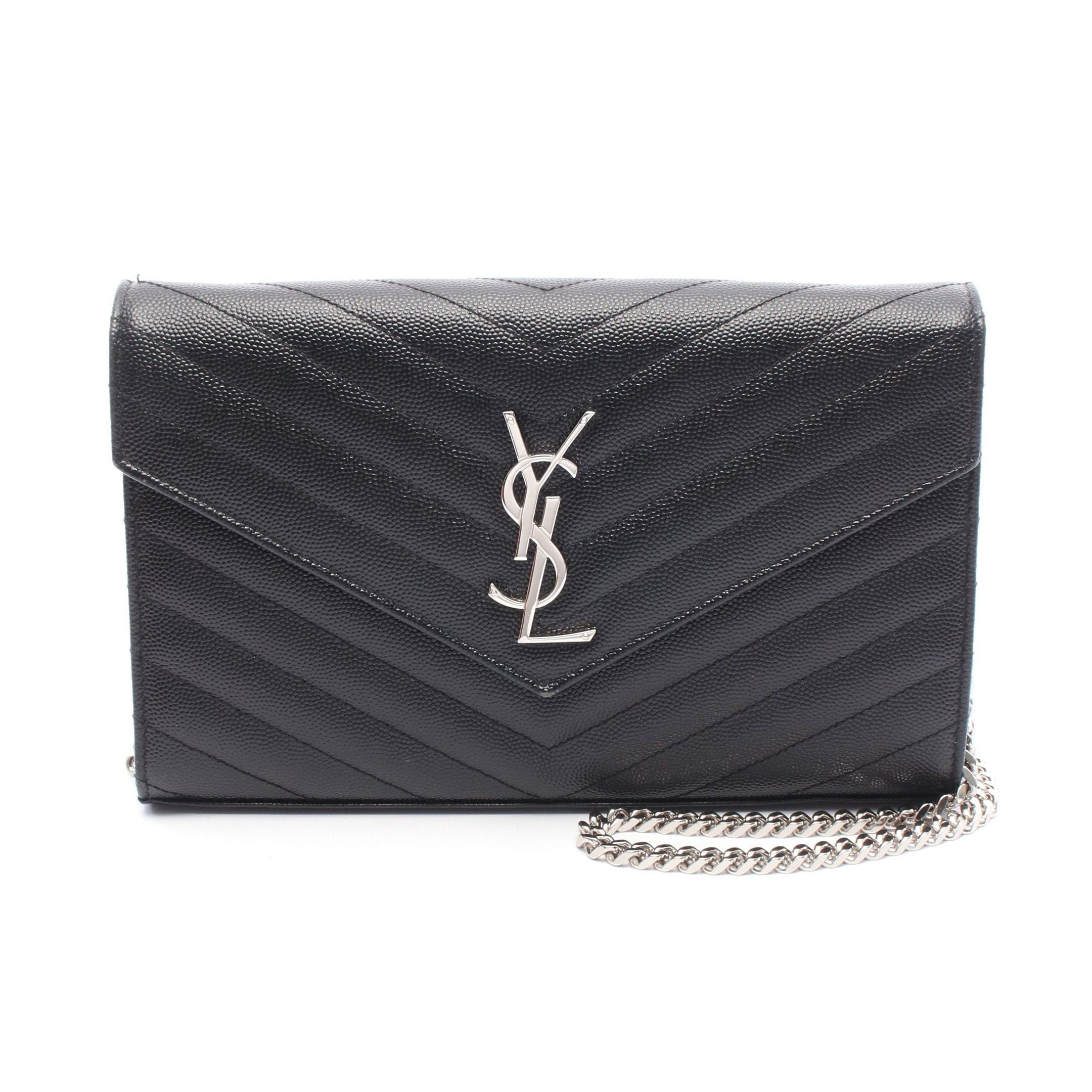 Yves Saint Laurent Yves Saint Laurent Cassandra Classic Chain Wallet Leather Black Size ONE SIZE - 1 Thumbnail