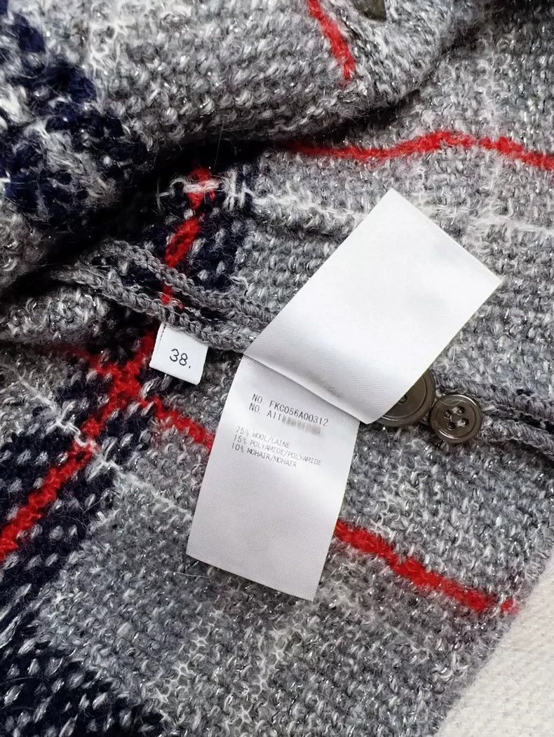 Thom Browne Thom Browne Gray knit jacket with red and blue checkered p Size XS / US 0-2 / IT 36-38 - 7 Thumbnail