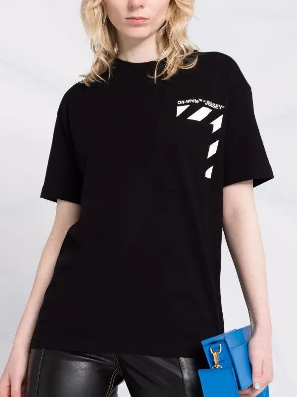 Off-White o1gr1nt0325 Diag Pocket Casual T-Shirt in Black Size XS / US 0-2 / IT 36-38 - 3 Thumbnail