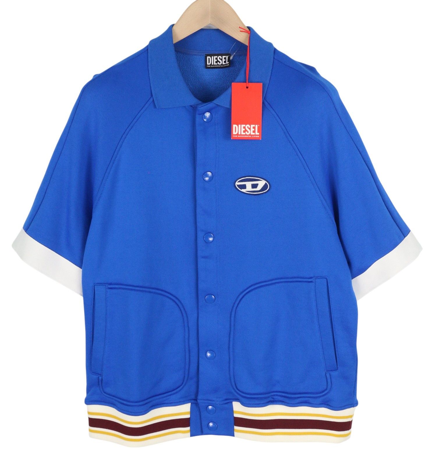 Diesel S-BOLIN M Blue Snap Button Polo Sweatshirt 41170 Size US M / EU 48-50 / 2 - 1 Thumbnail