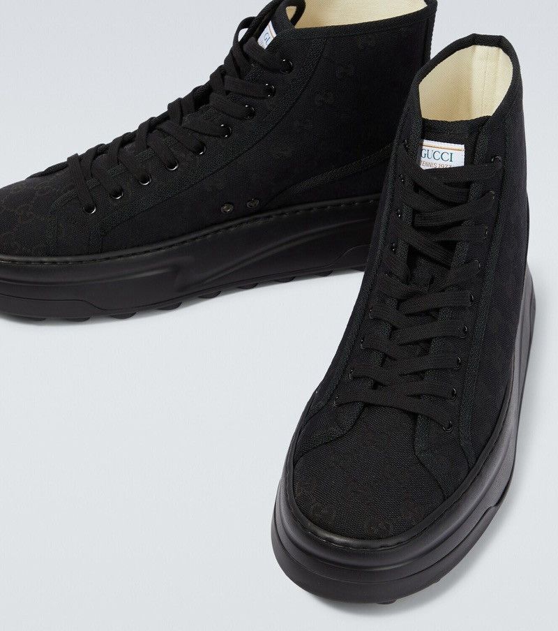 Gucci Gucci Mens Tennis 1977 High Top Brown GG Supreme Monogram Size US 11 / EU 44 - 2 Thumbnail