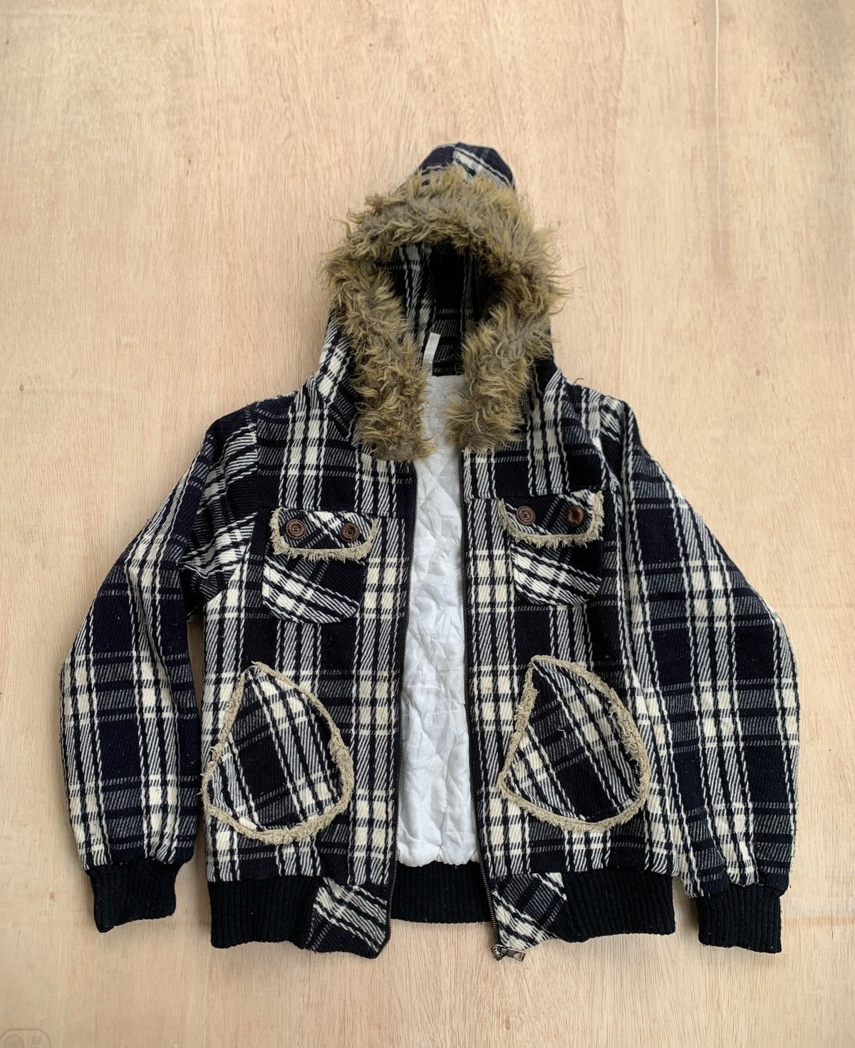 Hysteric Glamour × If Six Was Nine × Japanese Brand Y2k Fur Hoodie Checkerboard Ifsixwasnine Lgb style Size US S / EU 44-46 / 1 - 2 Thumbnail