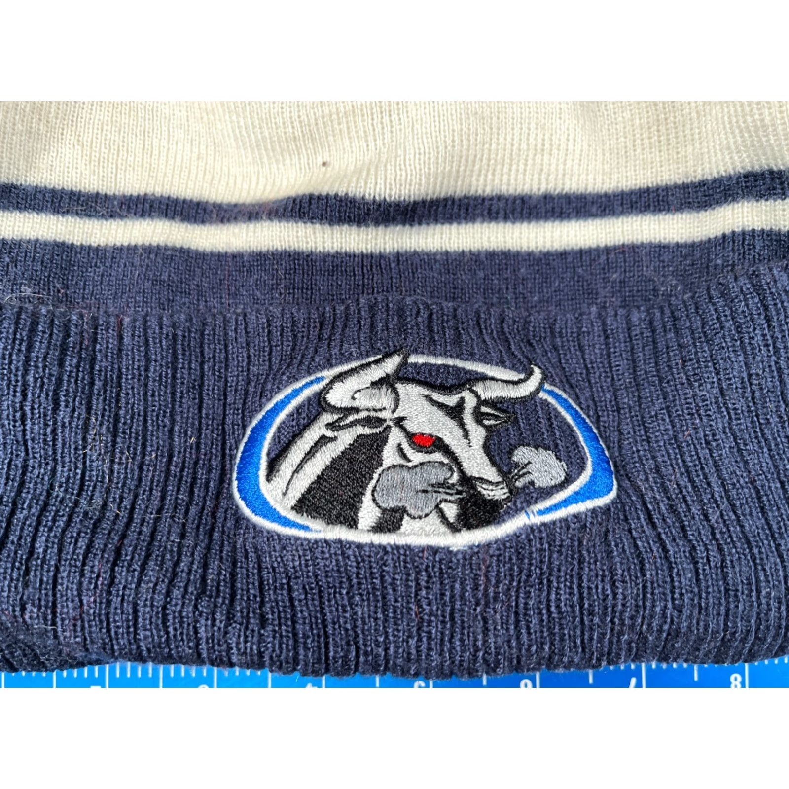 Vintage CCM Beanie Toque Adult One Size Blue Stripe 100% Acrylic Hat/Cap Unisex Adults Beanie CCM Hockey Outdoor Ski Sports Casual 90s? Size ONE SIZE - 2 Thumbnail