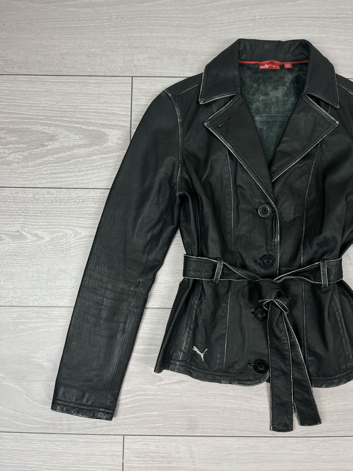 Puma Puma Vintage Rare Y2K Black Leather Jacket Size S / US 4 / IT 40 - 3 Thumbnail