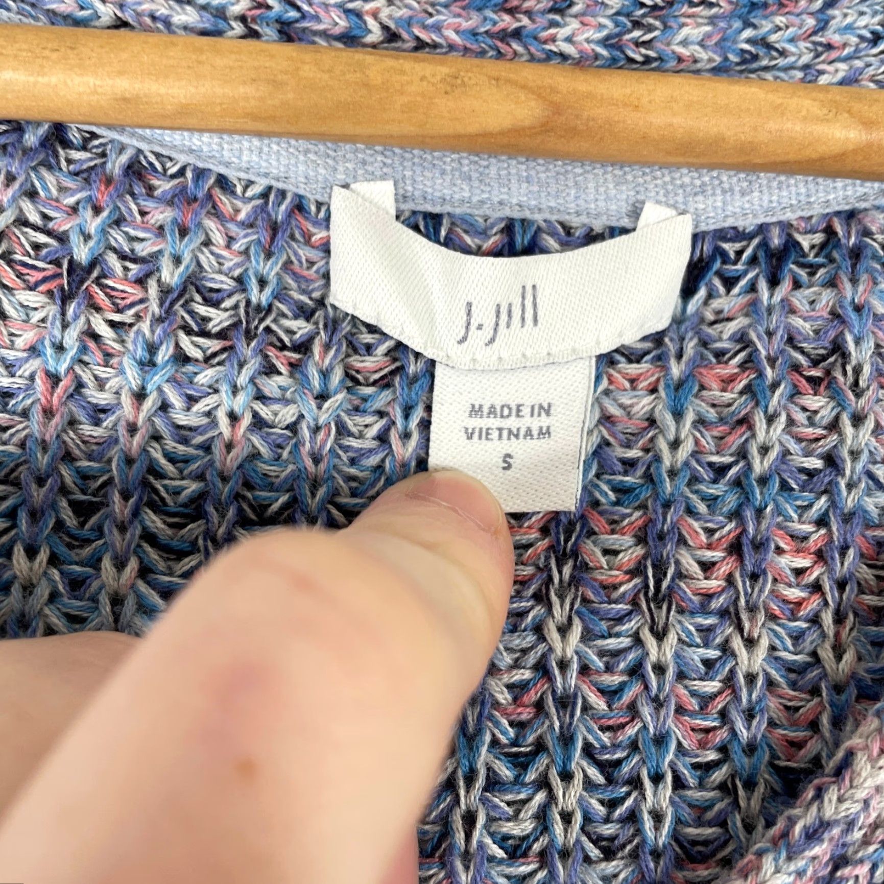 J. Jill J Jill Sweater Womens Small Blue Space Dye V Neck Knit Pullover Coastal Tunic Size S / US 4 / IT 40 - 3 Thumbnail