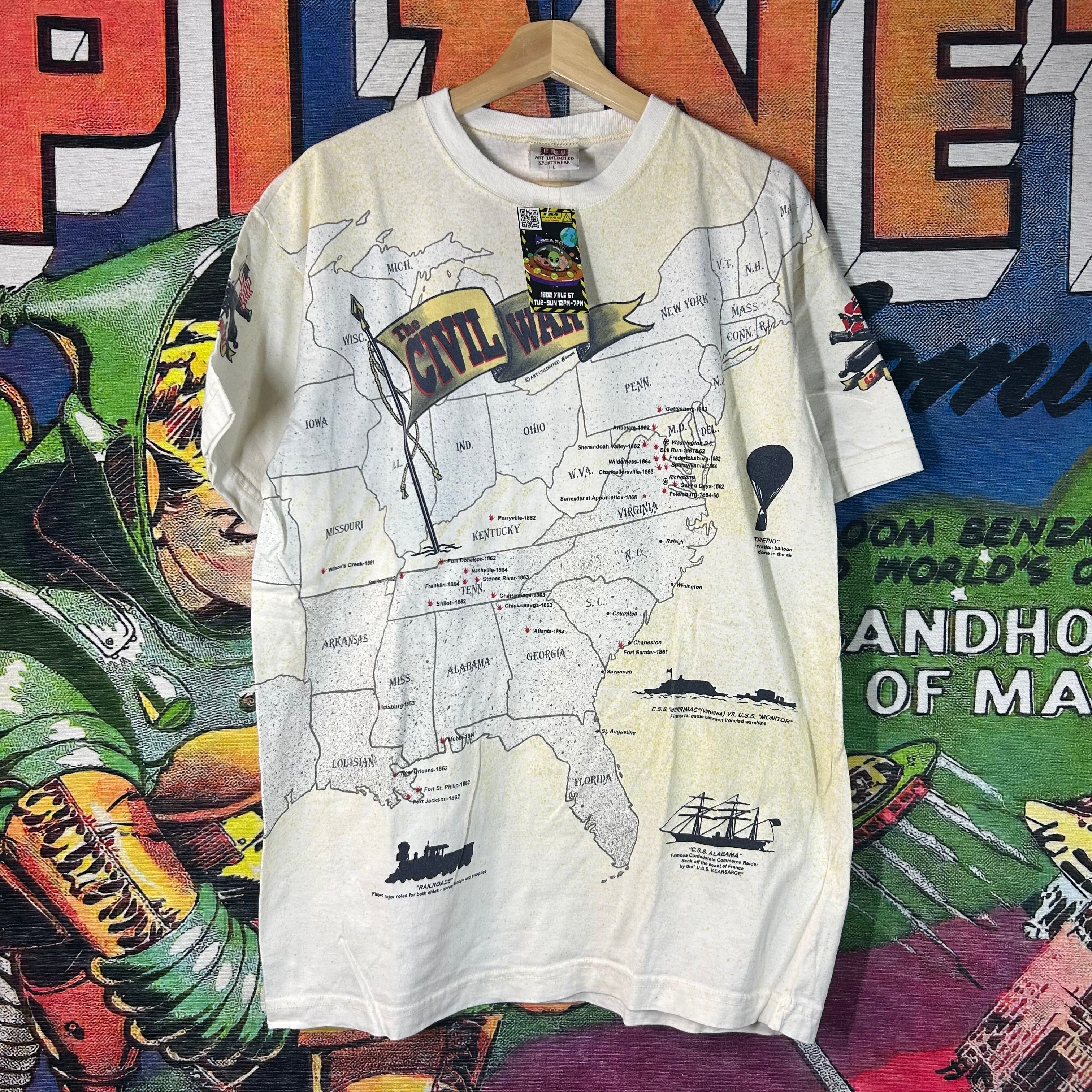 Vintage Vintage 90s Civil War Map Tee Size Large Size US L / EU 52-54 / 3 - 1 Thumbnail