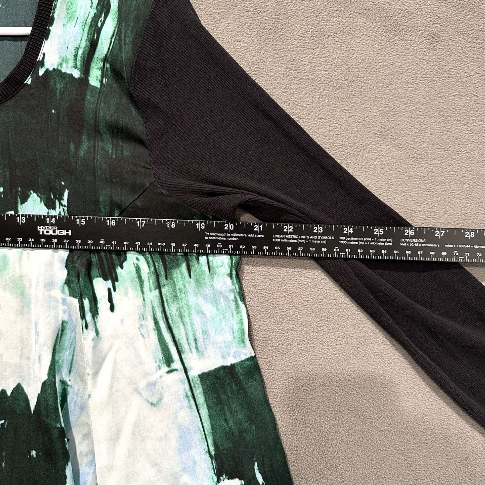 Vintage Simply Vera Vera Wang Top Women L Green Long Sleeve Blouse Boho Geometric Crew? Size L / US 10 / IT 46 - 6 Thumbnail