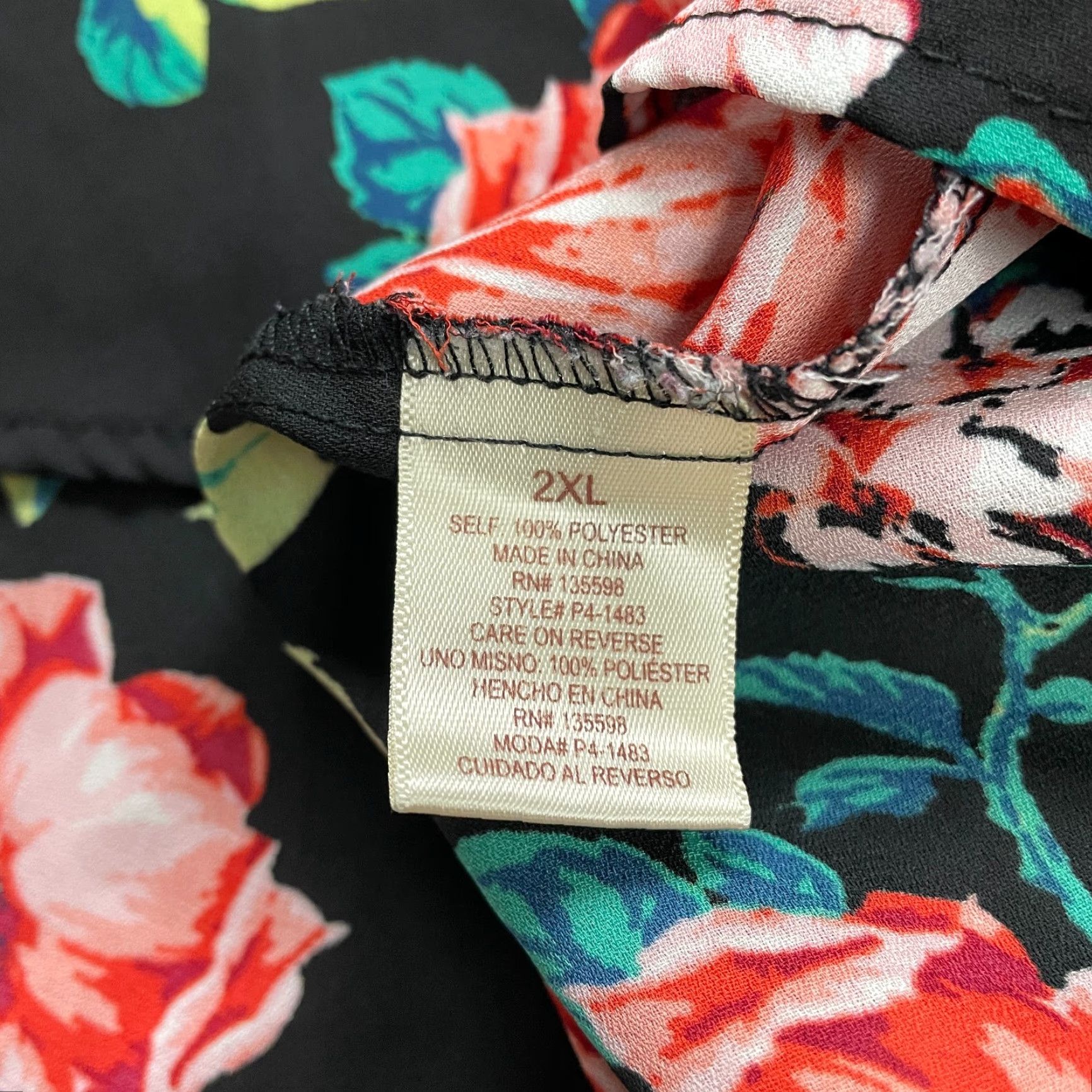 Bell Liberty Love Blouse Womens 2XL Multicolor Floral Long Bell Sleeve Casual Bohemian Colorful Flower Love Size XXL / US 16-18 / IT 52-54 - 4 Thumbnail
