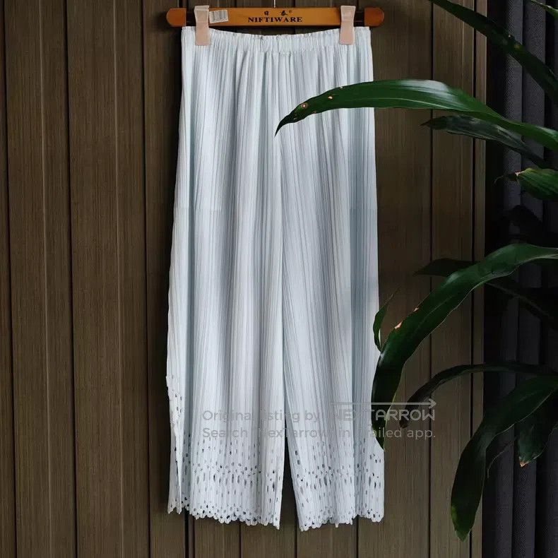 Issey Miyake Issey Miyake size:1 Light Blue Window Grille Cutout Pleate Size 31" - 1 Thumbnail