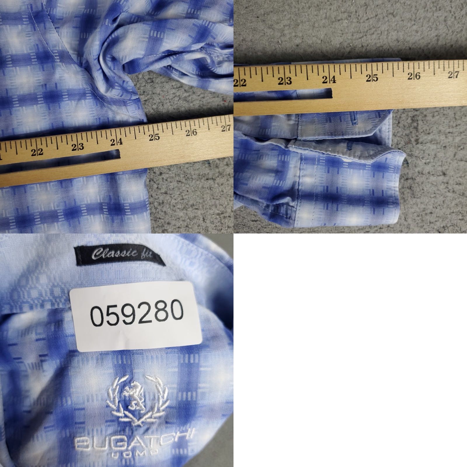 BUGATCHI VINTAGE Bugatchi Uomo Men's Shirt XL Blue Plaid Button-Up Long Sleeve Casual Formal Workwear Size US XL / EU 56 / 4 - 8 Thumbnail