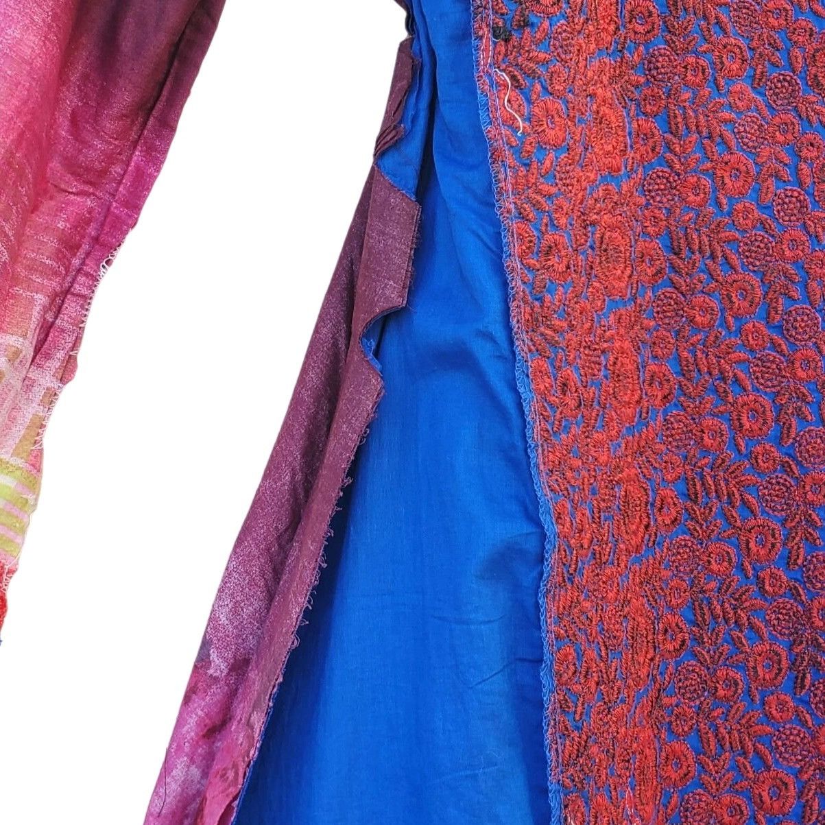 Other Long Sleeve Dress Floral Red Blue Embroidered Patchwork Kame Size S / US 4 / IT 40 - 11 Thumbnail