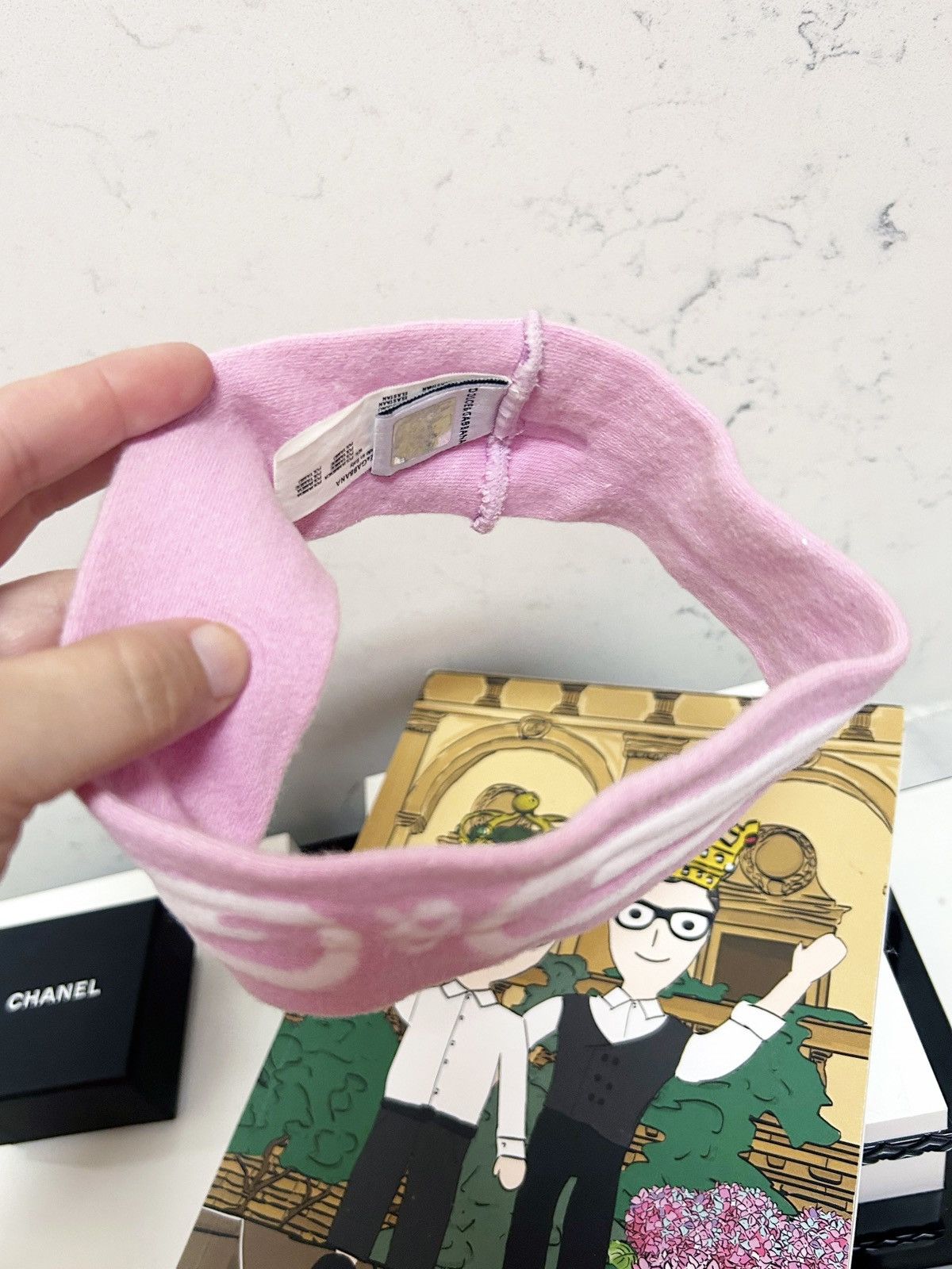 Dolce & Gabbana Authentic Dolce & Gabbana DG Baby Pink & White Logo Headband Size ONE SIZE - 5 Thumbnail