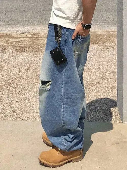 Jean Washed Y2K ripped 90s denim jeans Size US 30 / EU 46 - 3 Thumbnail