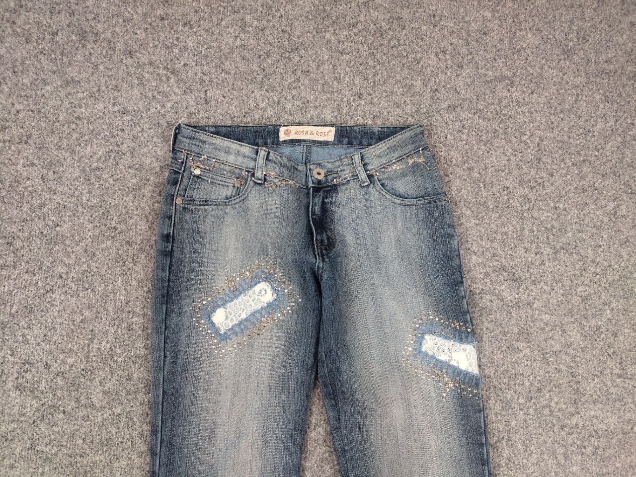 If Six Was Nine Rosa & Rose vintage Y2K Style Faded denim Flared Jeans LGB Size 28" / US 6 / IT 42 - 7 Thumbnail