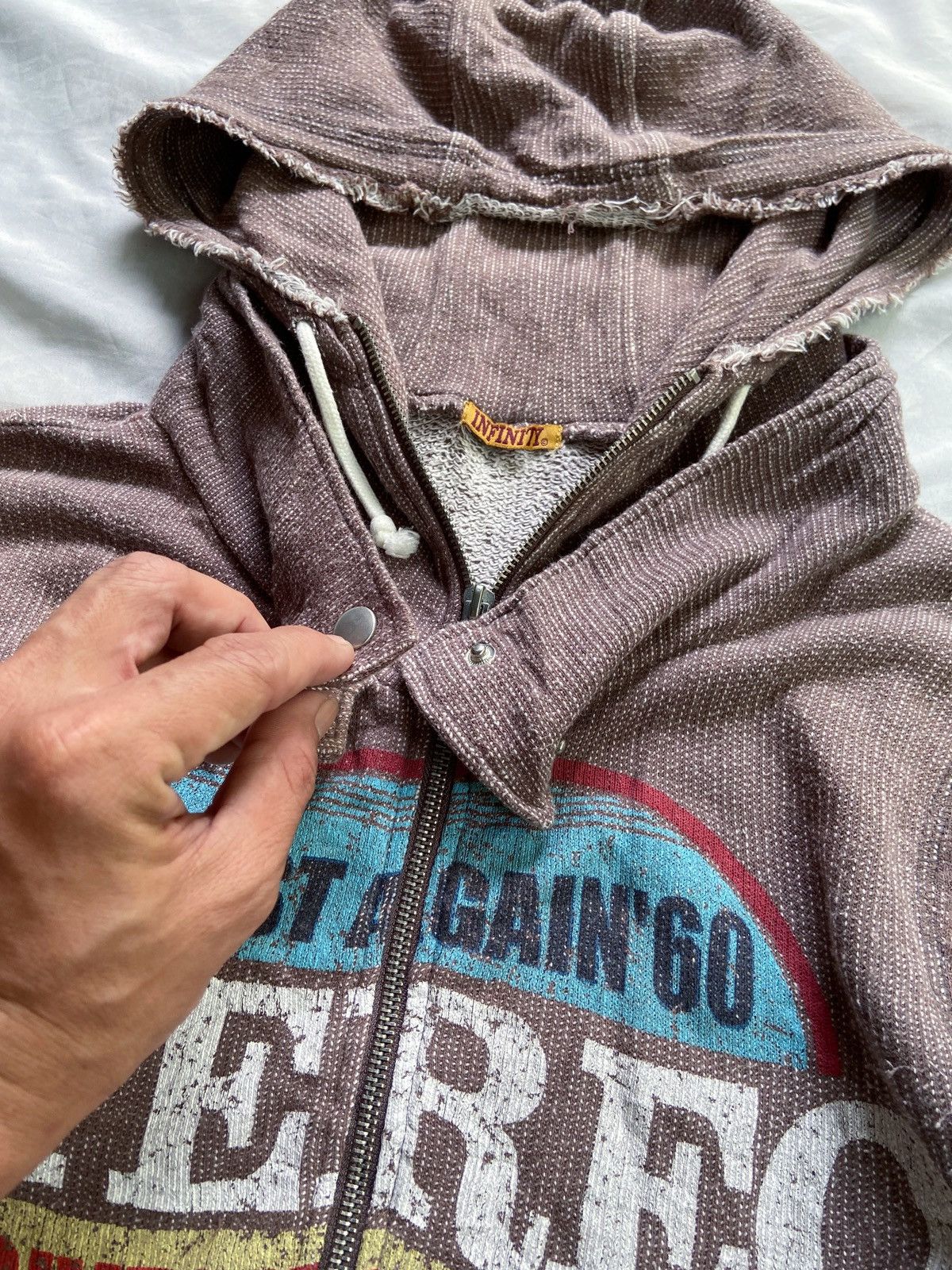 Japanese Brand INFINITY GORPCORE DISTRESSED ZIP HOODIE Size US S / EU 44-46 / 1 - 10 Thumbnail