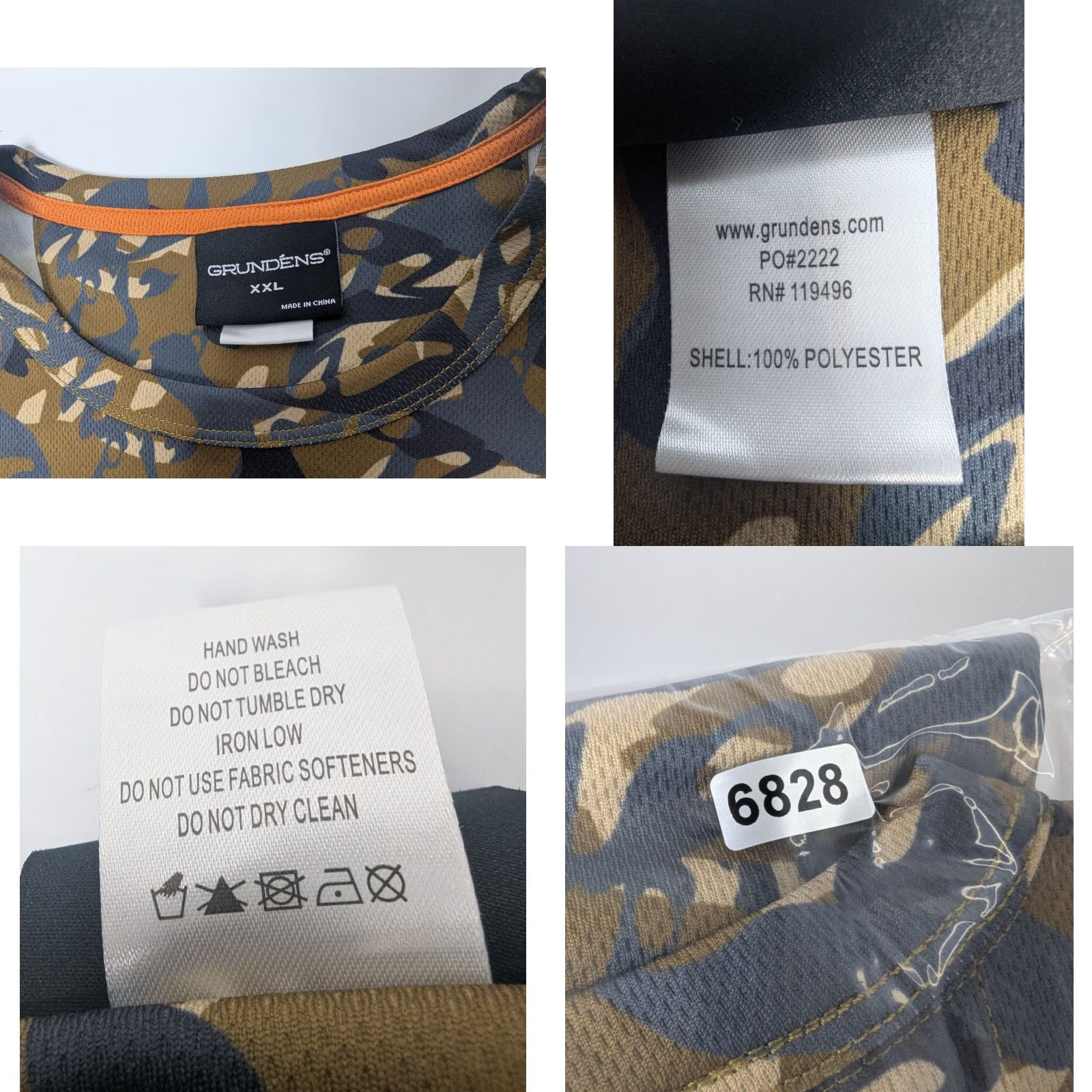 Vintage Grundens Mens Shirt 2XL Camouflage Fish Head Print Outdoor Performance Hiking All Seasons Breathing Moisture Wicking Logo Crew Neck Regular Summer Size US XXL / EU 58 / 5 - 8 Thumbnail