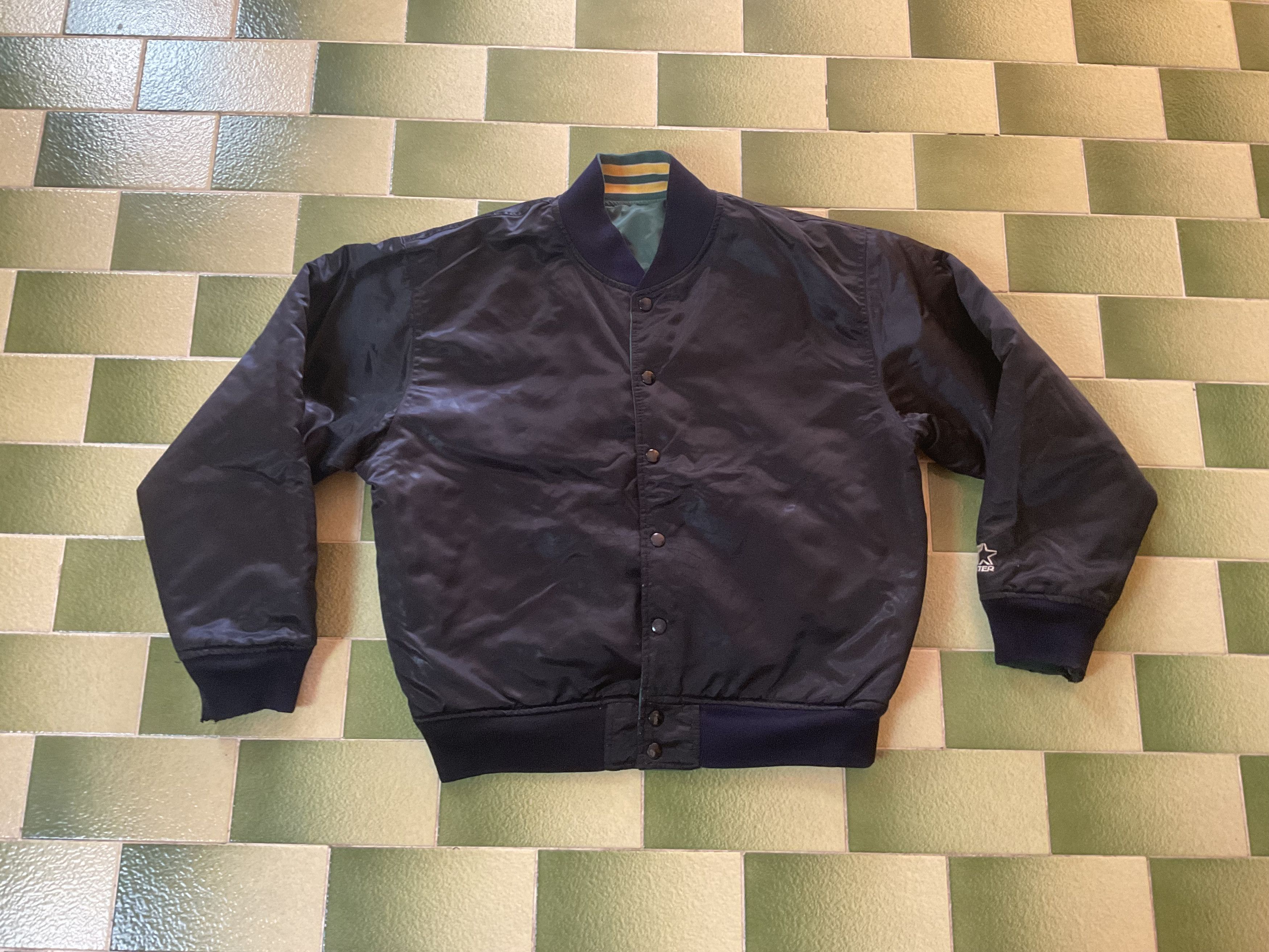 MLB Vintage Reversible Oakland Athletics Bomber Jacket Distress Size US L / EU 52-54 / 3 - 3 Thumbnail
