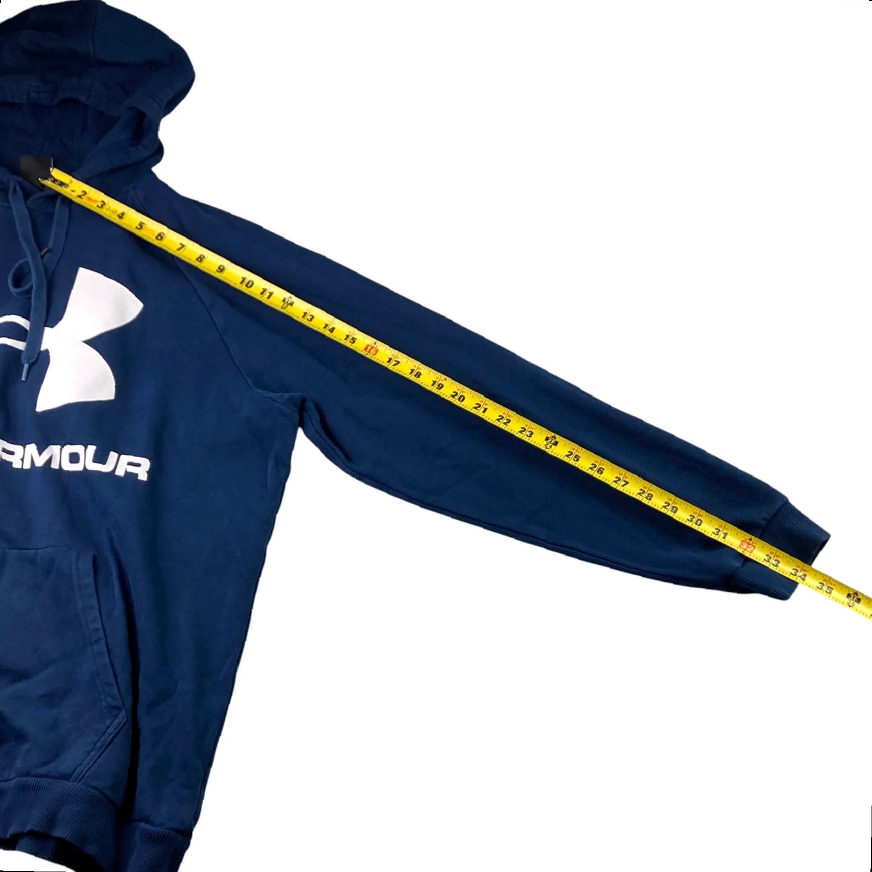 Under Armour Men’s Hoodie Sweatshirt Lined Fleece Logo Navy Blue 2XL Pullover Hooded Sweatshirt Drawstring Regular Fit
