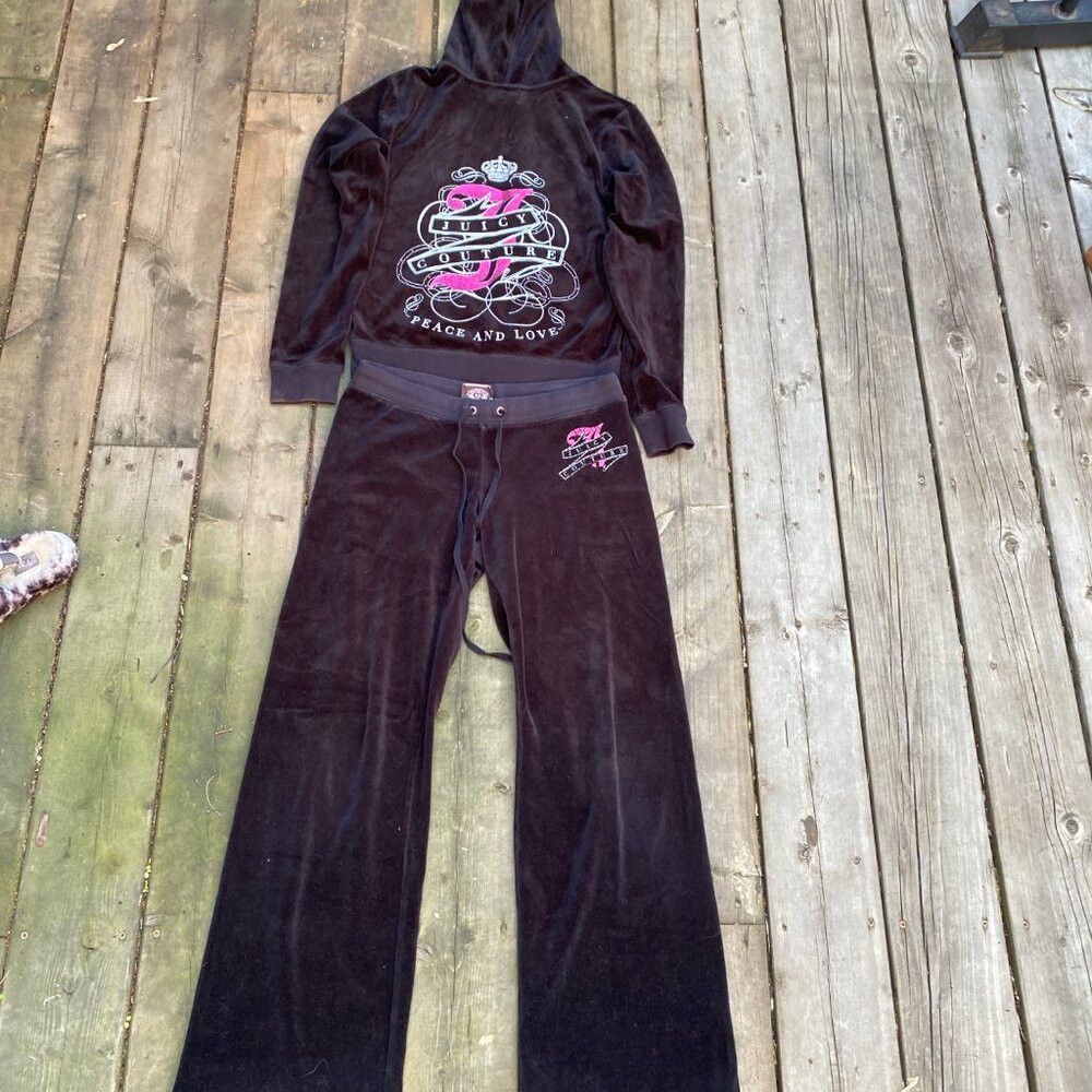 Juicy Couture Vintage Y2K Juicy Couture Velour Tracksuit Black Bedazzled Size M / US 6-8 / IT 42-44 - 7 Thumbnail