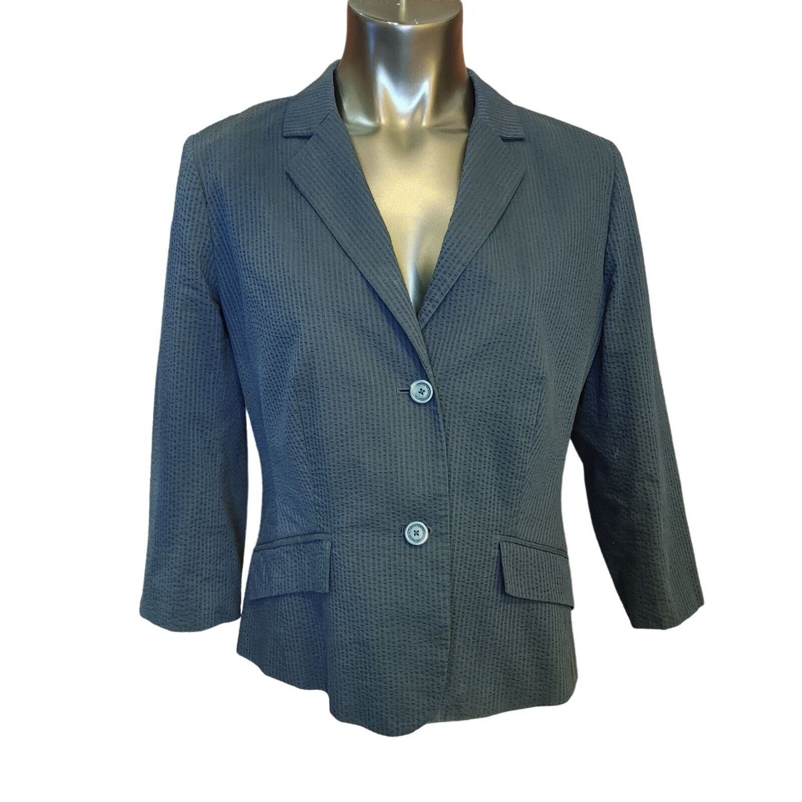 Other LIZ CLAIBORNE Womens 12 Navy Blazer Seersucker Lightweight S Size L / US 10 / IT 46 - 1 Thumbnail