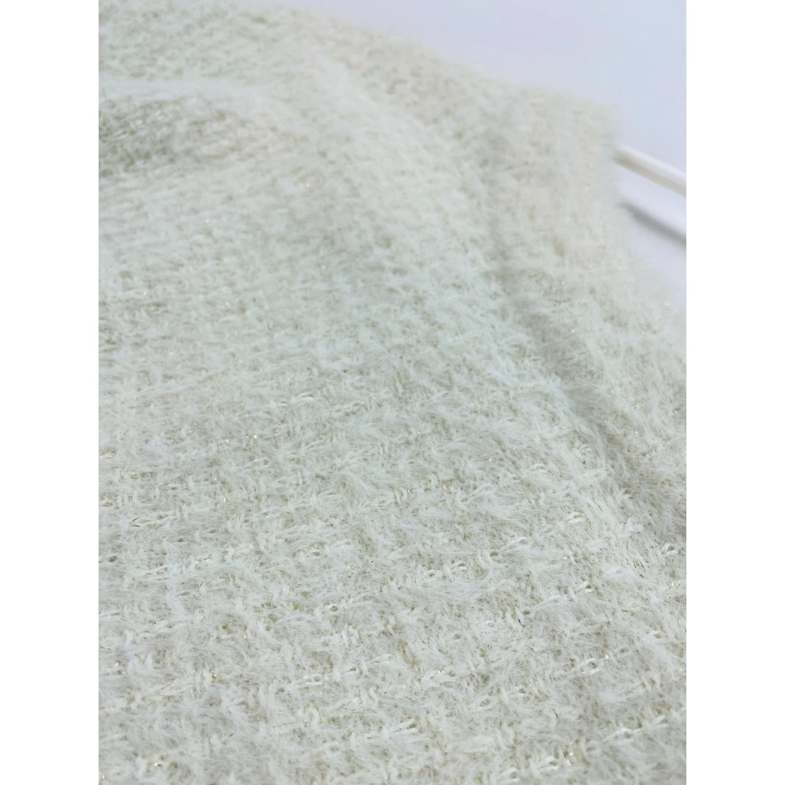 Vintage FRNCH Sweater Women's S/M Cream Gold Metallic Fuzzy Pullover Crew Neck NWT Satin? Size S / US 4 / IT 40 - 3 Thumbnail