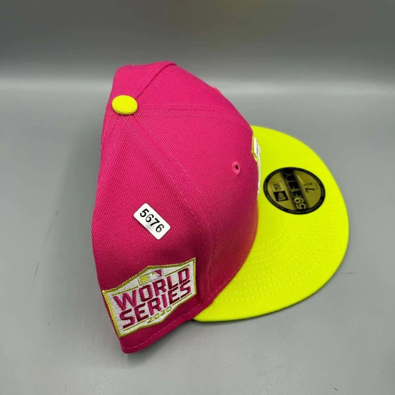 New Era Los Angeles LA Dodgers Hat Men 7 1/4 Pink Yellow Fitted Cap Size ONE SIZE - 9 Thumbnail