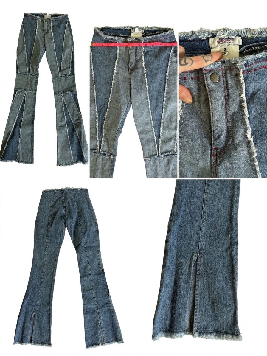 JNCO VTG Y2K JNCO Jean Co. Flare Jeans w/ Rhinestones & Raw Hem Size 26" / US 2 / IT 38 - 1 Preview