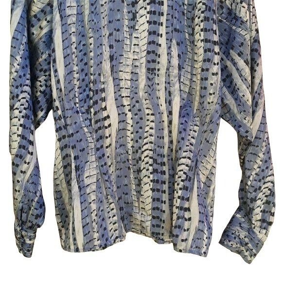 Vintage Vtg Rare Blouse Sz 12 Blue Renaissance Python Mock Neck Bish Size XL / US 12-14 / IT 48-50 - 7 Thumbnail