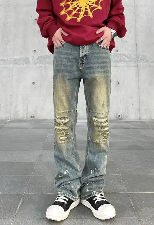 image of Y2K Ripped Skinny Jeans in Blue, Men's (Size 28)