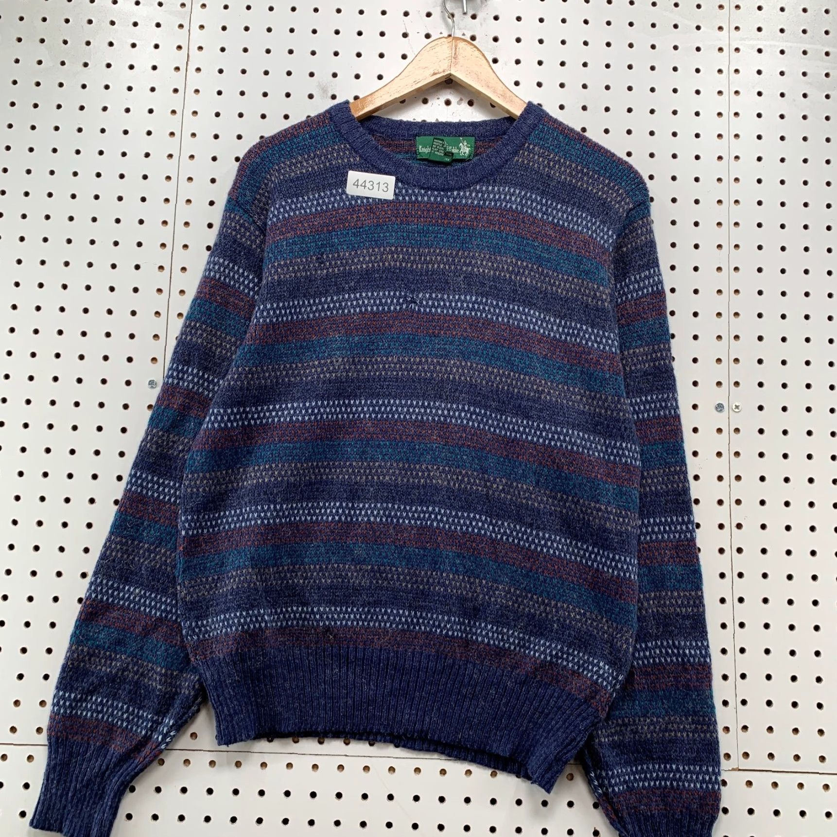 Vintage VINTAGE Knights Sweater Men Large Blue Wool Blend Striped Crewneck Knit Pullover Mens Size US L / EU 52-54 / 3 - 2 Thumbnail