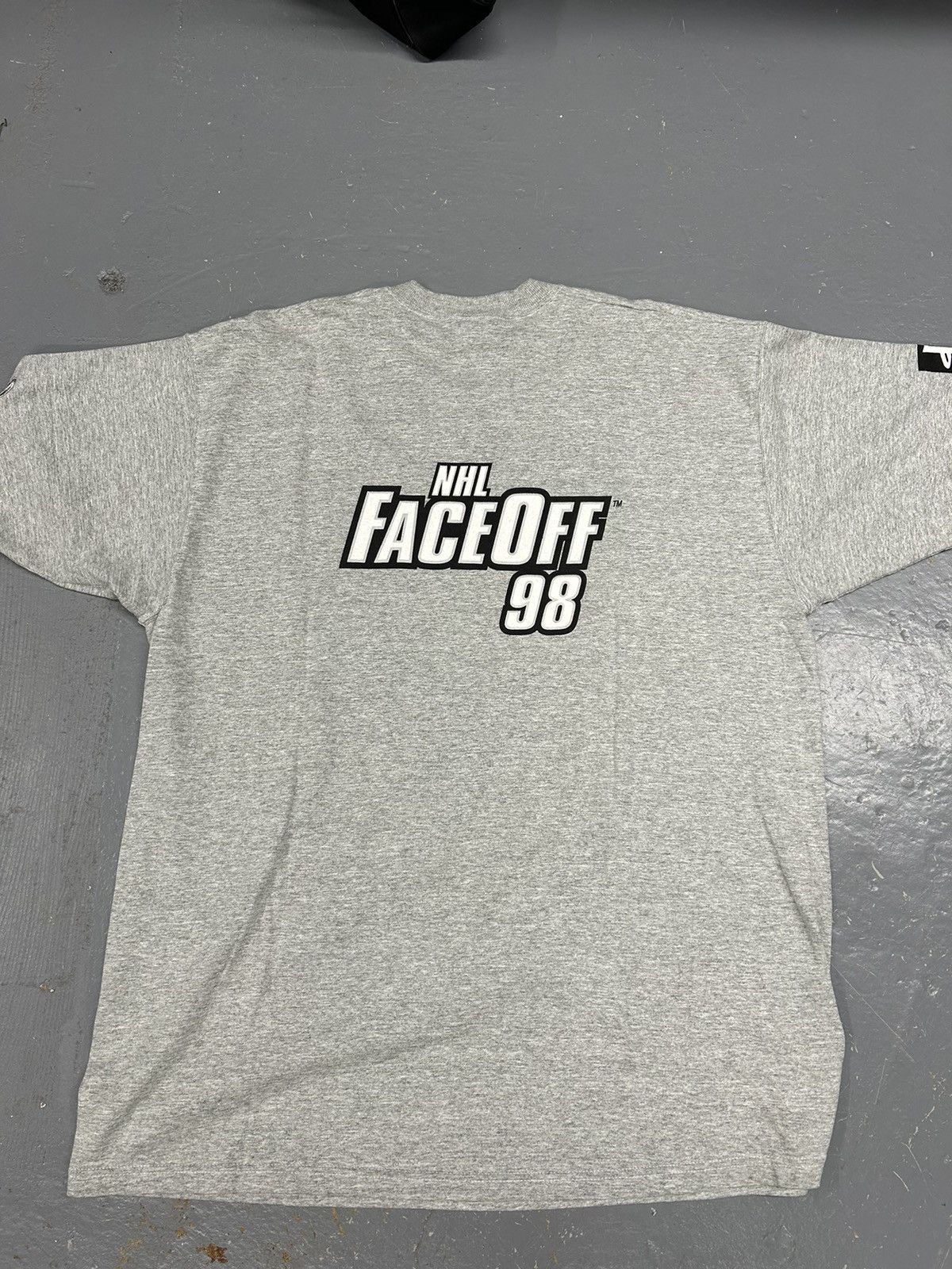 image of Essential 1998 Nhl Faceoff Playstation Tee Shirt Grey, Men's (Size XL)