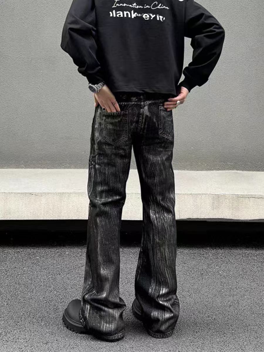 Japanese Brand × Jean High street waxed micro flare washed and distressed jeans Size US 34 / EU 50 - 3 Thumbnail