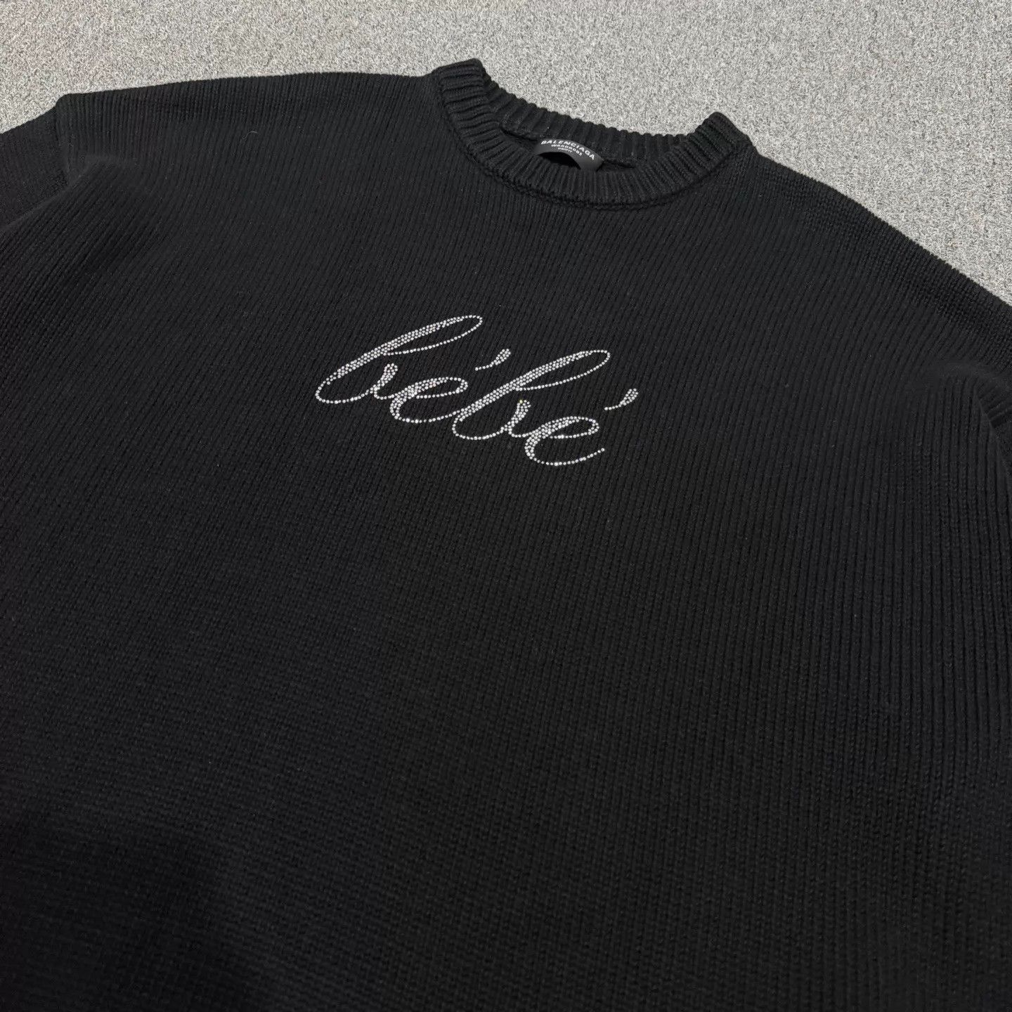 Balenciaga Balenciaga Black Crystal-Logo Crewneck Sweater L 99New Size L / US 10 / IT 46 - 3 Thumbnail