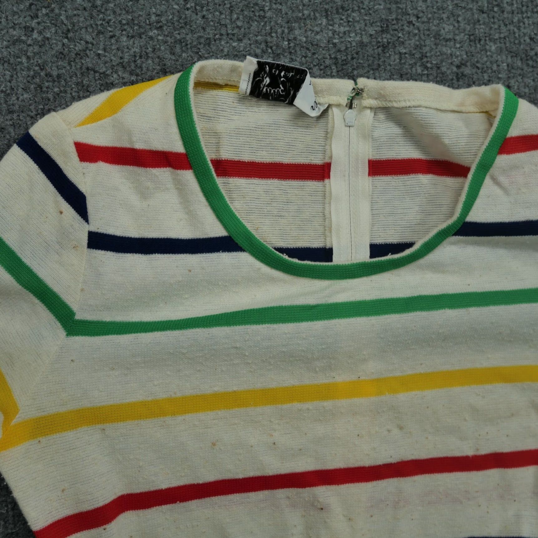 Vintage VINTAGE Julie Miller Dress Womens M Tan Striped 70s 80s Knee Length Outfit Theme 80s Womens Size M / US 6-8 / IT 42-44 - 5 Thumbnail