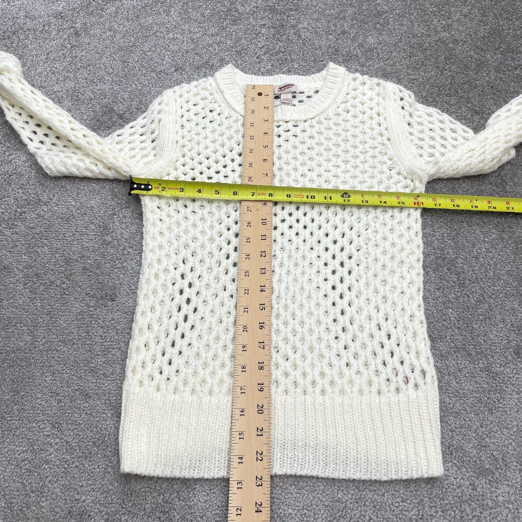 Vintage Arizona Jeans Sweater Womens Large White Open-Knit Crochet Pullover Breathable Lightweight Solid Crew Neck Casual Designer Size L / US 10 / IT 46 - 7 Thumbnail