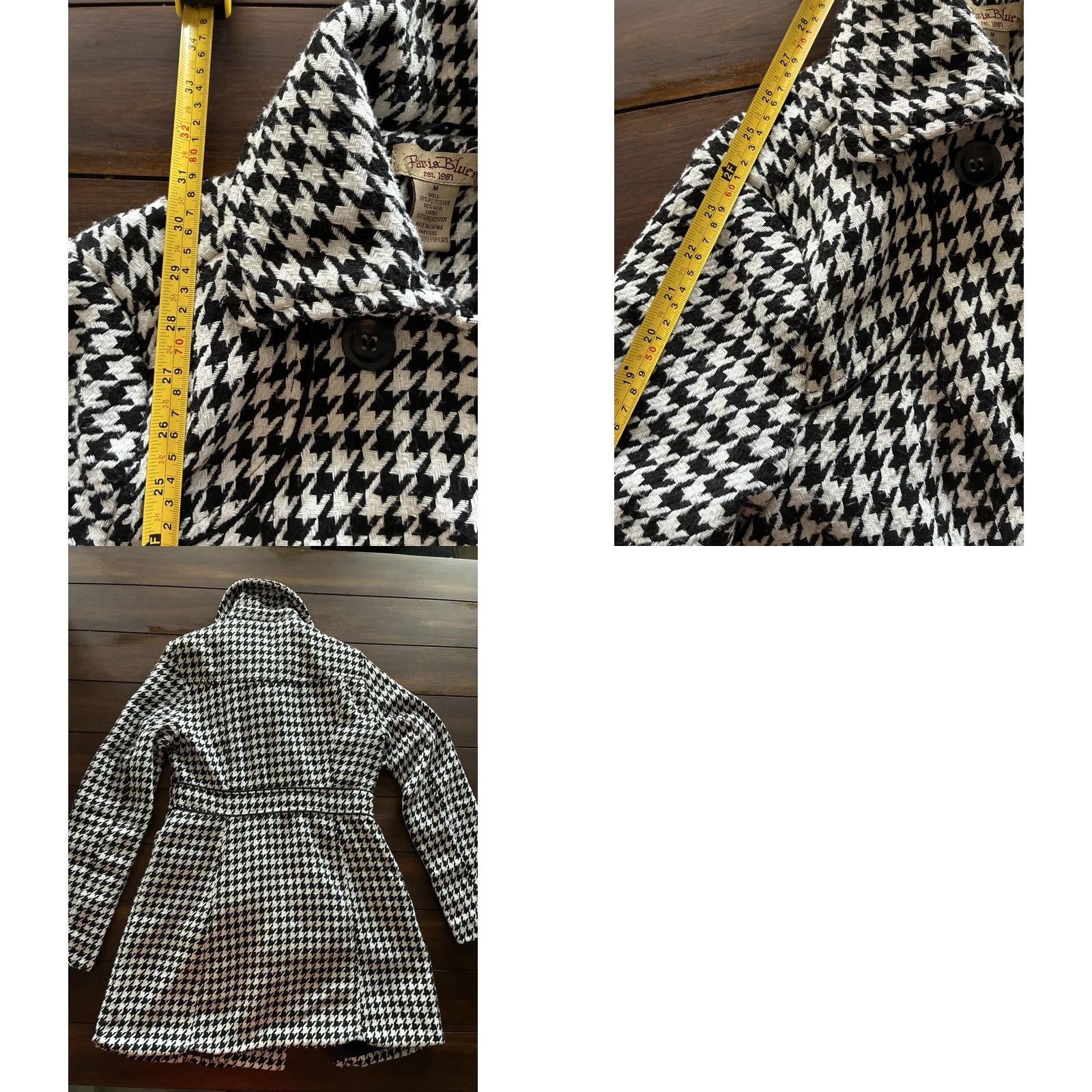 Vintage VINTAGE Paris Blue Houndstooth Wool Blend Coat Womens Medium Pea Coat (Wool) Blue Mens? Size M / US 6-8 / IT 42-44 - 8 Thumbnail