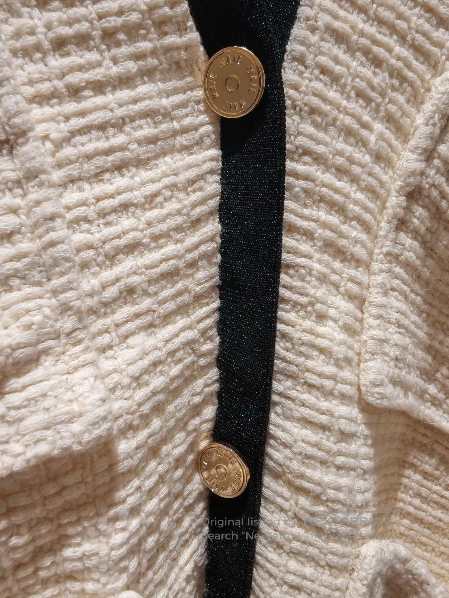 Maje Maje Cream Tweed Style Cardigan. Size M / US 6-8 / IT 42-44 - 4 Thumbnail