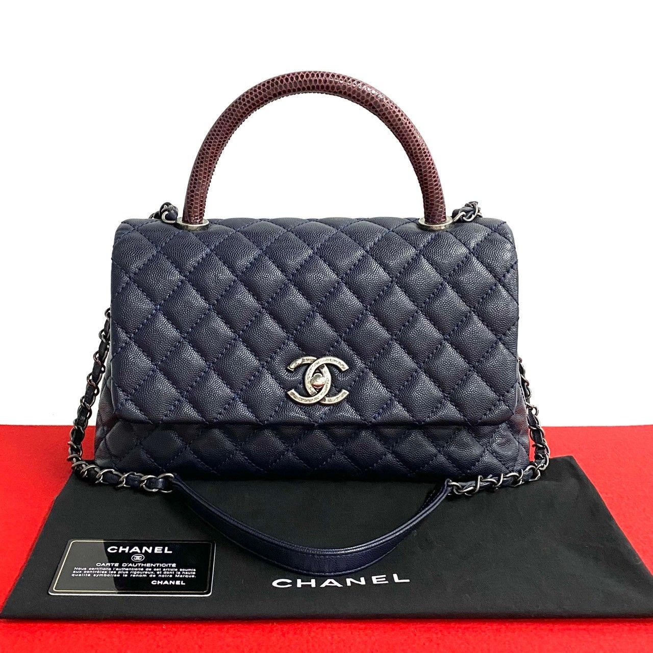 Chanel Chanel Coco Handle Caviar Skin 2Way Bag Leather Shoulder Bag in Blue, Women's