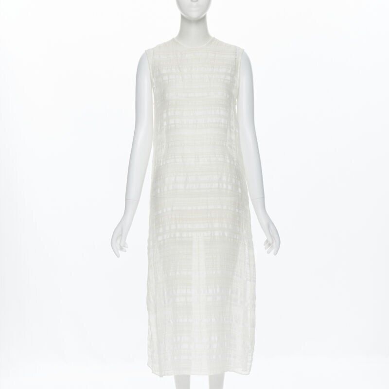 RAEY RAEY beige striped textured muslin semi sheer midi casual day dress UK6 XS Size XS / US 0-2 / IT 36-38 - 1 Thumbnail