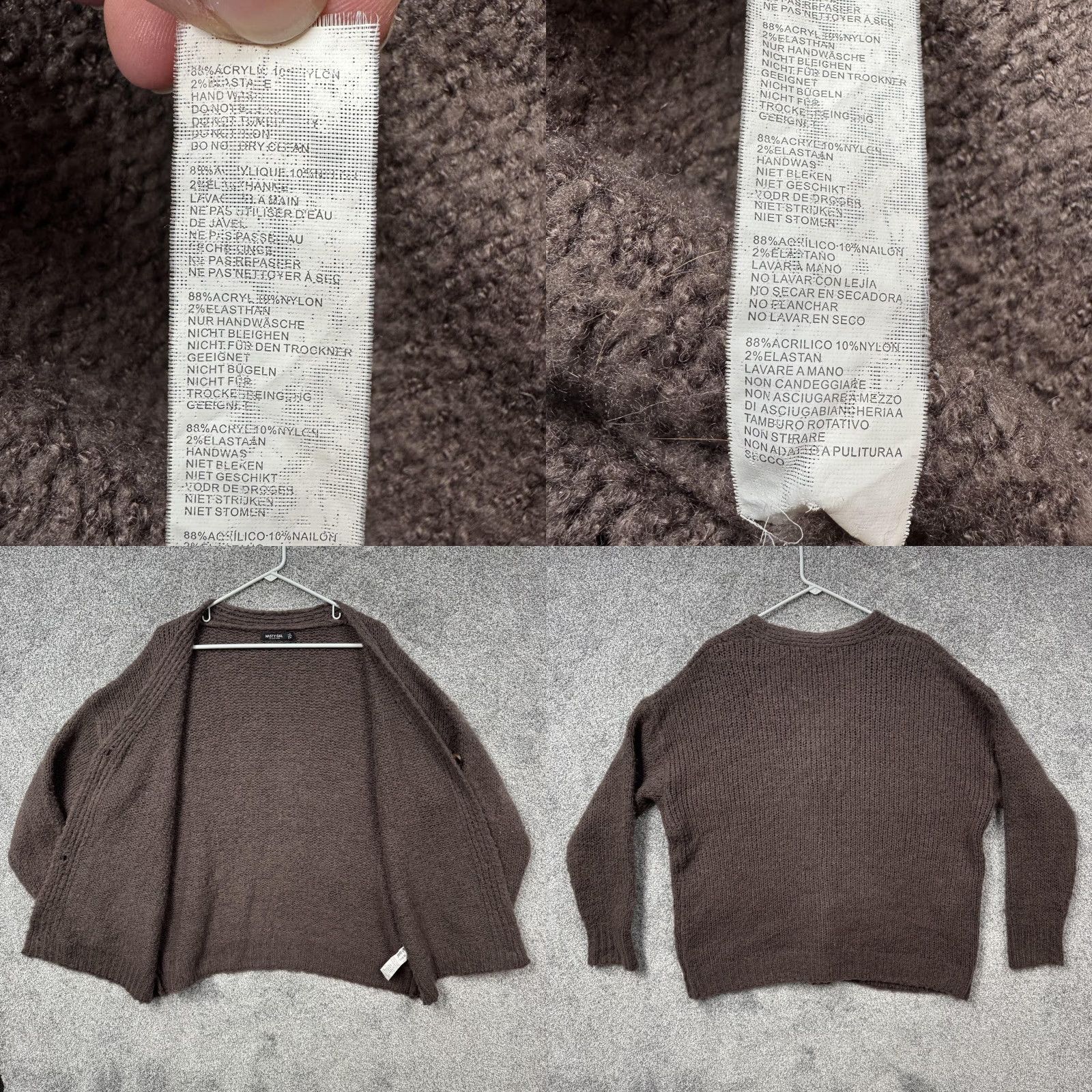 Nasty Gal Nasty Gal Cardigan Sweater M Women's Brown Knit V-Neck Button Front All Seasons Cozy Lightweight Academia/Grandpa Style（Cardigan） Size M / US 6-8 / IT 42-44 - 8 Thumbnail