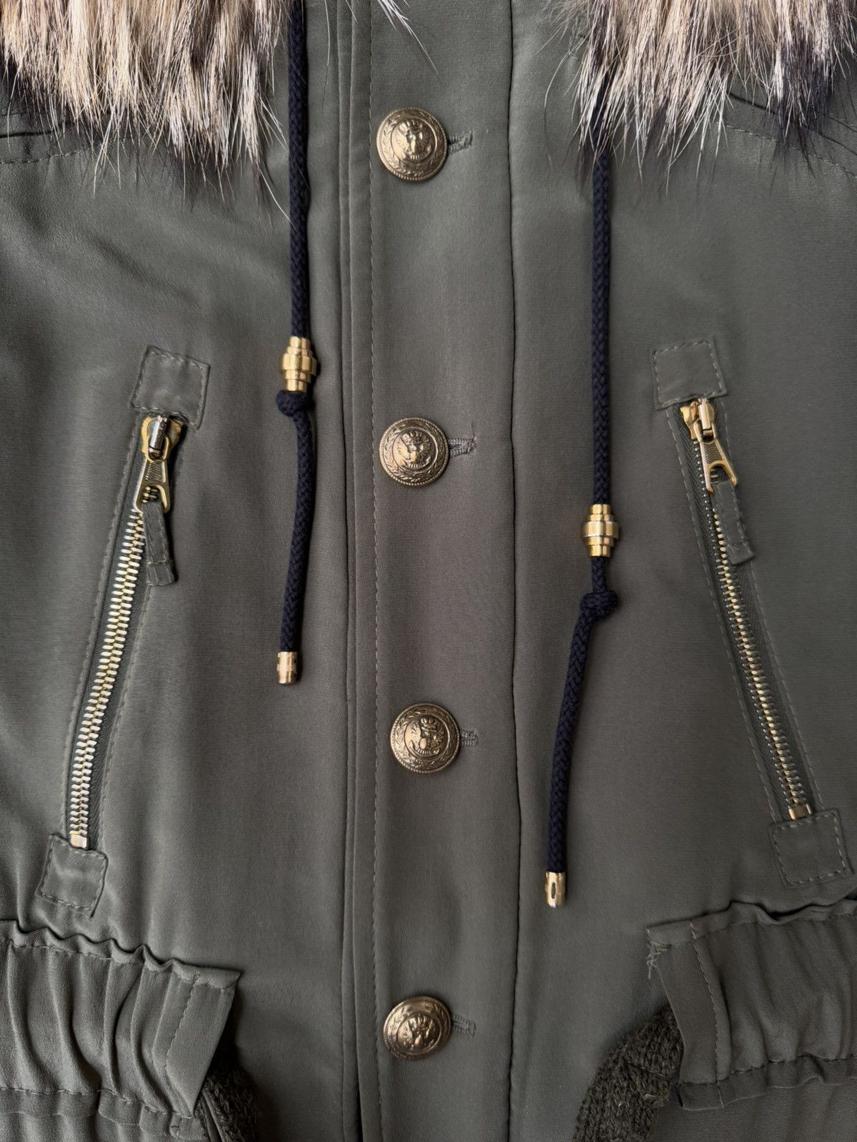 Balenciaga Balenciaga 2007 Military Fur Collar Belted Silk Parka Size US XS / EU 42 / 0 - 4 Thumbnail