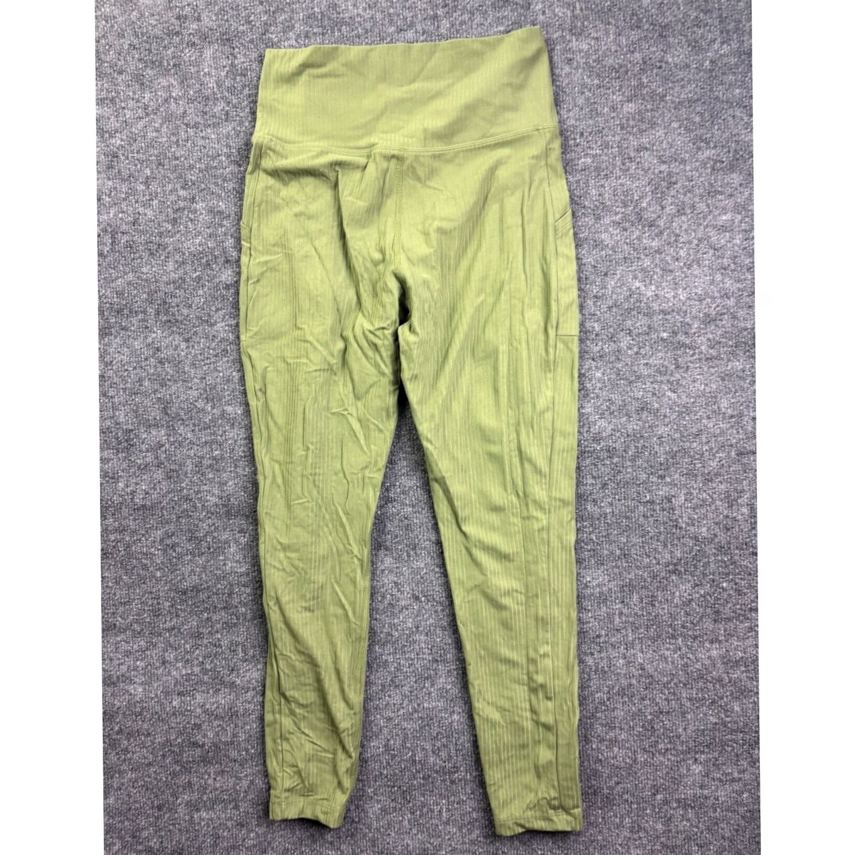 Vintage REI Co-op Leggings Womens Medium Green Ribbed High Rise Pockets Athletic 62382 Size 27" / US 4 / IT 40 - 6 Thumbnail