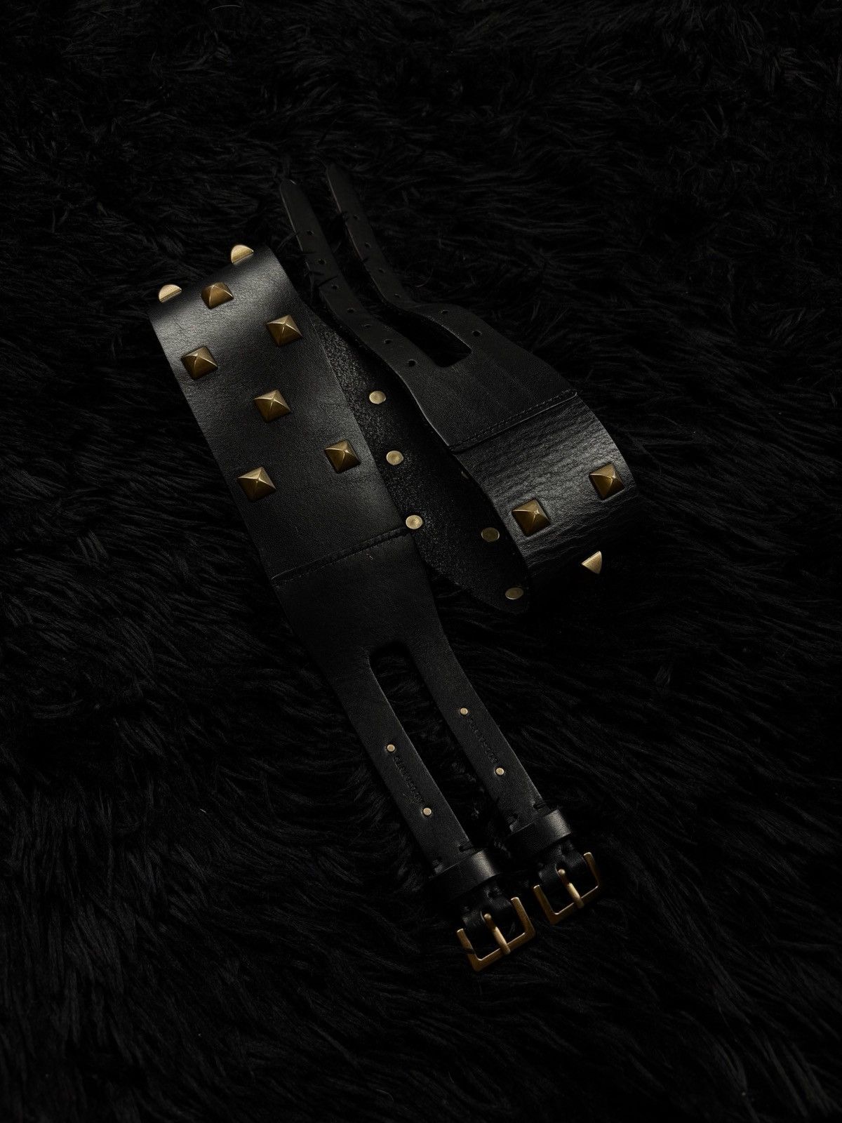 Allsaints Allsaints Avantgarde Archive Double Pyramids Leather Belt Size ONE SIZE - 1 Thumbnail