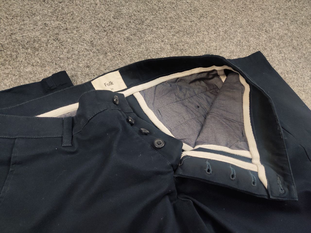Folk Folk Design Classic Navy Blue Cotton Trouser Pants Size US 34 / EU 50 - 13 Thumbnail
