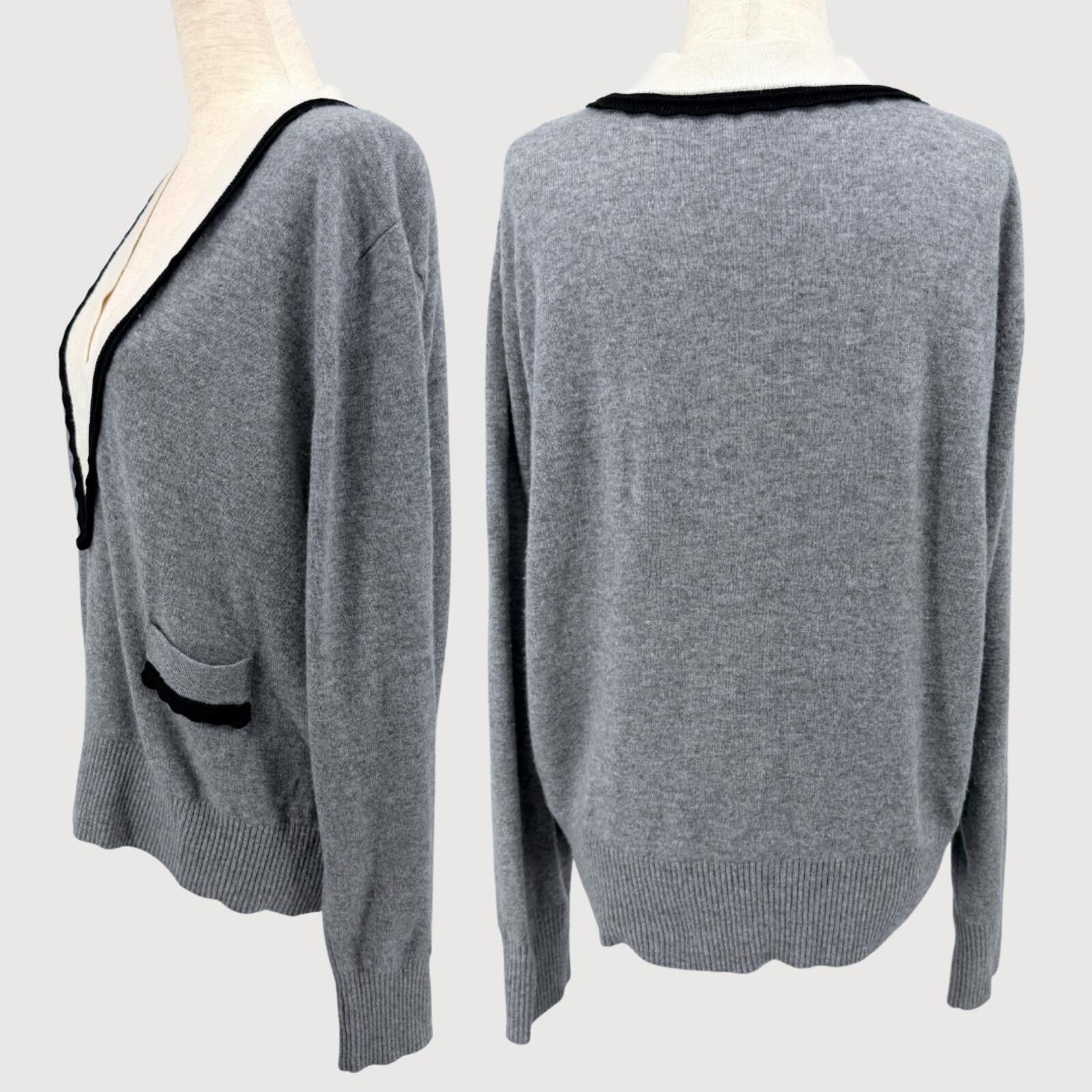 Sandro Sandro Wool Cashmere Sweater Contrast Trim Grey Size 3 Size M / US 6-8 / IT 42-44 - 3 Thumbnail
