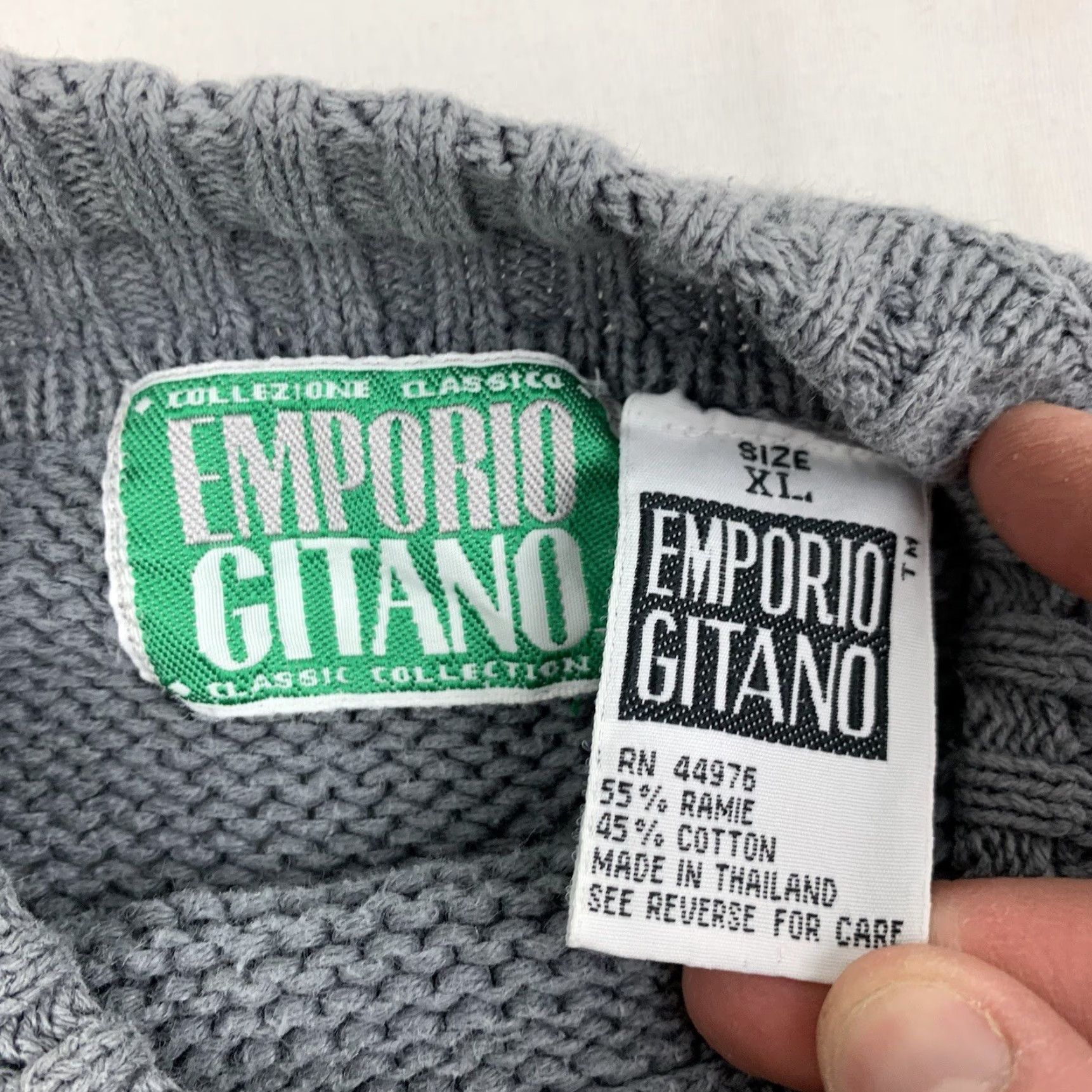 Vintage VINTAGE Emporio Gitano Sweater Male XL Gray Knit Pullover 80s 90s US Texture 90s Mens Pullover Knit Crew Neck Sweatshirt Size US XL / EU 56 / 4 - 3 Thumbnail