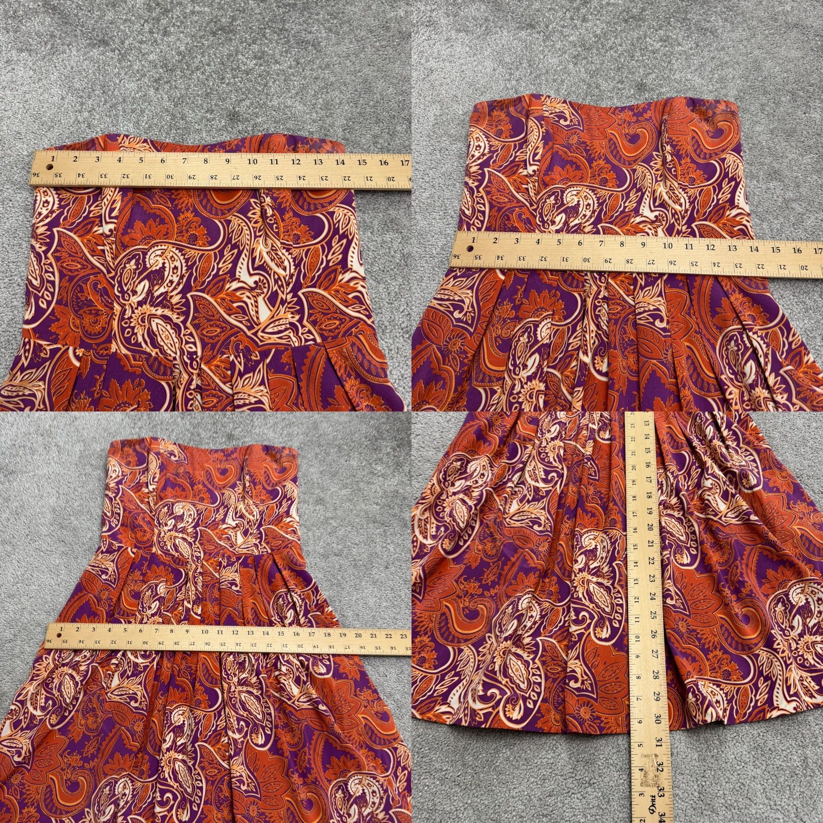 Nicole Miller Nicole Miller Studio Mini Dress Womens 4 Brown Purple Paisley Silk Strapless Size S / US 4 / IT 40 - 9 Thumbnail
