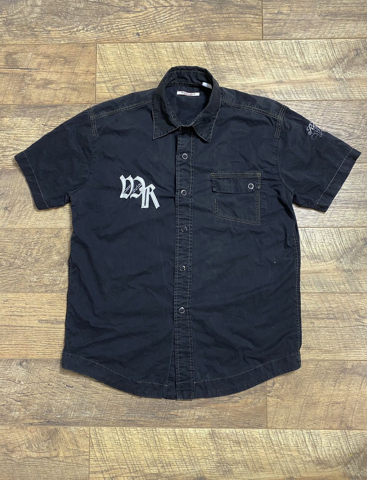 Other Vintage Replay Black Utility Shirt with Embroidery Size US L / EU 52-54 / 3 - 2 Thumbnail